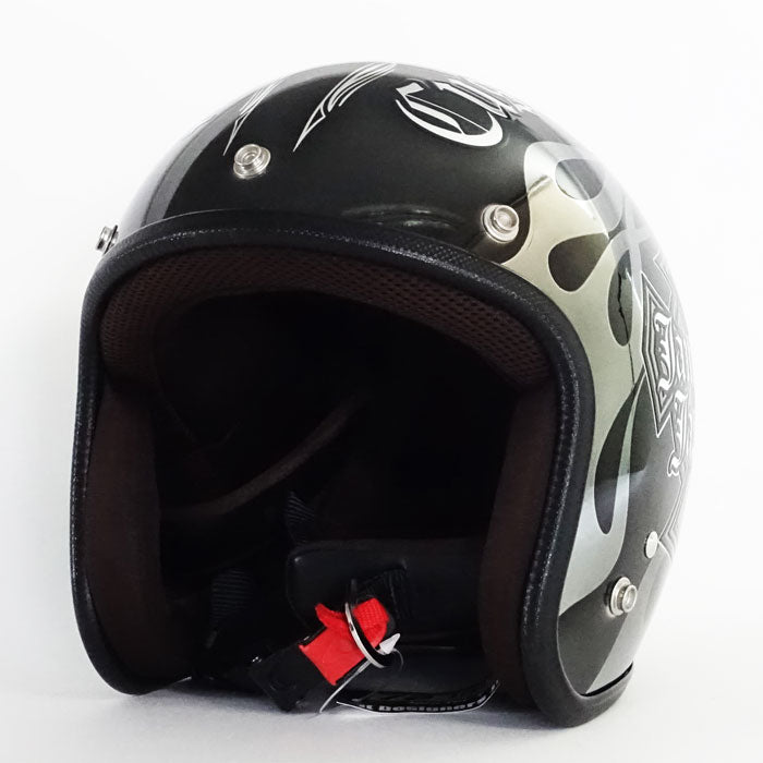 ジェットヘルメット フレイムス Newクロス ブラック FREEサイズ IP-1001 ジャムテック