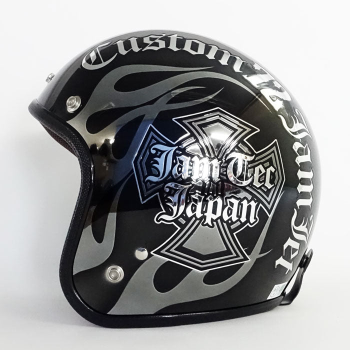 ジェットヘルメット フレイムス Newクロス ブラック FREEサイズ IP-1001 ジャムテック