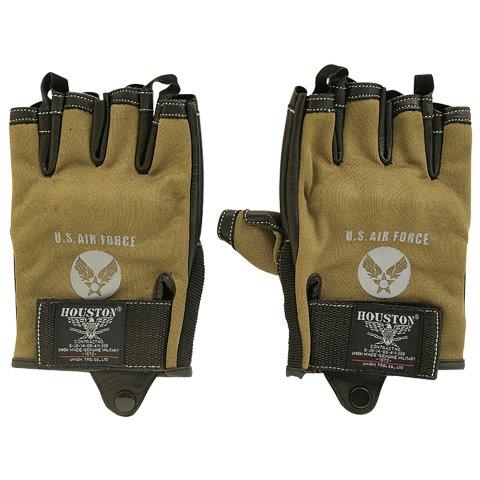メッシュ/レザー ハーフグローブ カーキ L-XL HTVG2313S ヒューストン