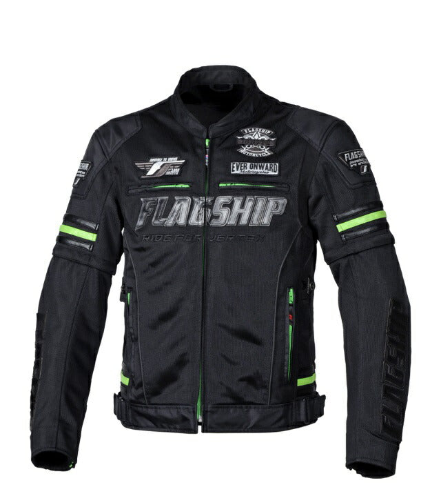 取寄 フラッグシップ イクシードメッシュジャケット ブラック&グリーン LLサイズ FJ-S203SP