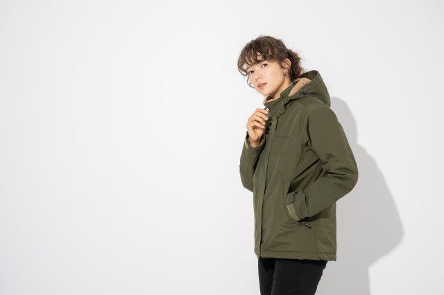 取寄 ボアウィンタージャケット ダークベージュ L+サイズ ROJ1003 ロッソスタイルラボ