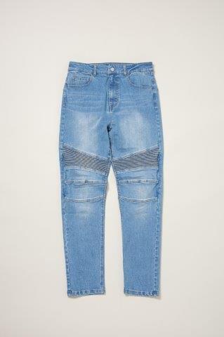 取寄 ストレッチスキニーパンツ ライトブルー M+サイズ ROP67 ロッソスタイルラボ