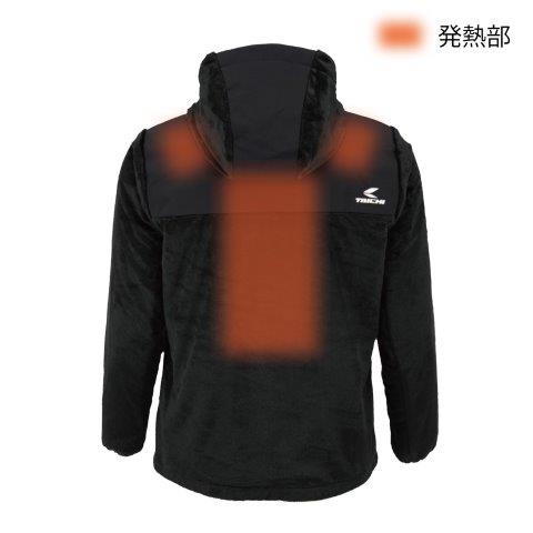 取寄 e-HEAT フリース インナーパーカ ブラック WLサイズ RSU638 アールエスタイチ