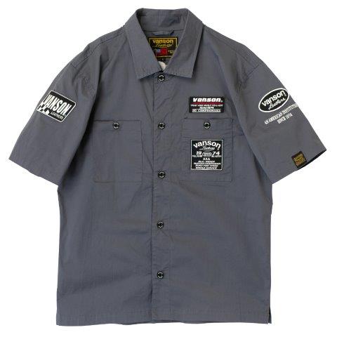取寄 ワークシャツ グレー/ホワイト Mサイズ SVS2506S バンソン トゥルーパーS