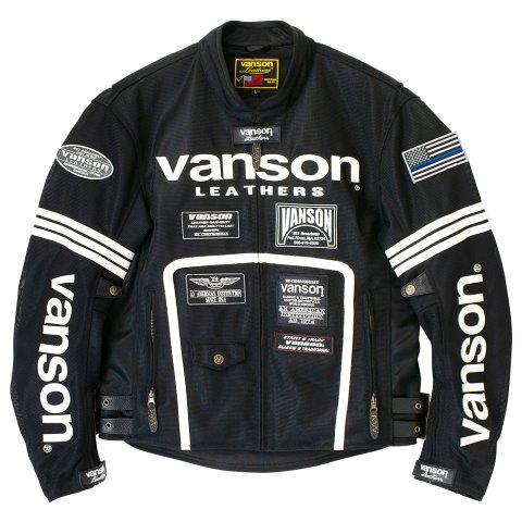 取寄 メッシュライダースジャケット ブラック/ホワイト 2XLサイズ VS25105S バンソン