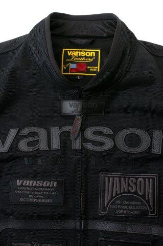 取寄 メッシュライダースジャケット ブラック/ブラック Lサイズ VS25105S バンソン