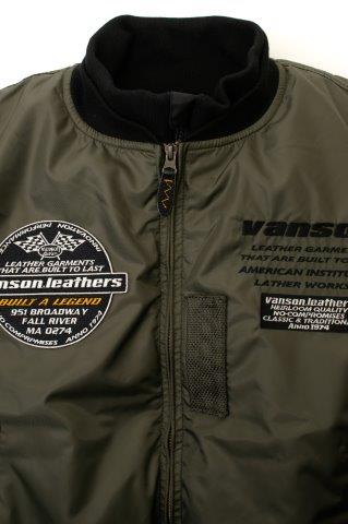 取寄 MA-1ジャケット ブラック/シルバー Lサイズ VS25108W バンソン