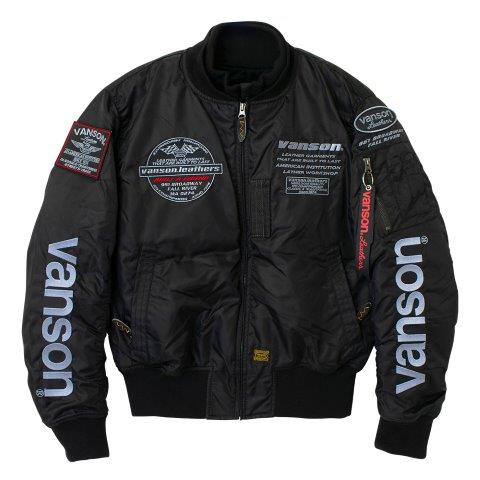 取寄 MA-1ジャケット ブラック/シルバー Lサイズ VS25108W バンソン