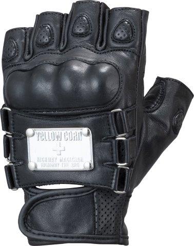レザーハーフフィンガーグローブ ブラック LLサイズ YG-247S イエローコーン