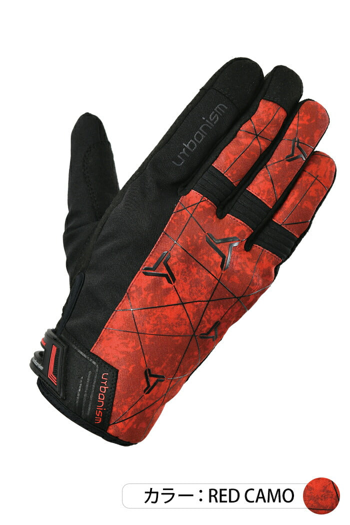 アーバニズム アーバンライドウィンターグローブ バイク/メンズ/秋冬 レッドカモ Mサイズ UNG-235