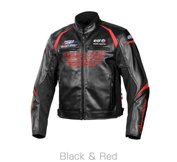 エヴォルツィオーネPUレザージャケット ブラック&レッド WLサイズ EJ-W108 エルフ