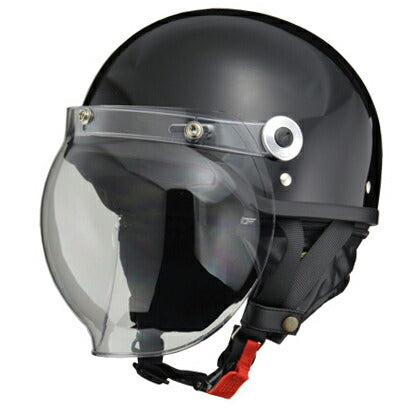 CROSS CR-760 ブラック ハーフヘルメット 開閉式バブルシールド装備 脱着式イヤーカバー ワンタッチバックル装備