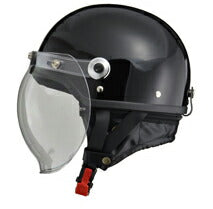 CROSS CR-760 ブラック ハーフヘルメット 開閉式バブルシールド装備 脱着式イヤーカバー ワンタッチバックル装備