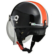 CROSS CR-760 ブラック/オレンジ ハーフヘルメット 開閉式バブルシールド装備 脱着式イヤーカバー ワンタッチバックル装備