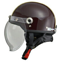 CROSS CR-760 ブラウン/アイボリー ハーフヘルメット 開閉式バブルシールド装備 脱着式イヤーカバー ワンタッチバックル装備