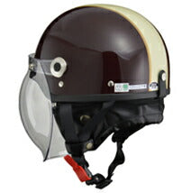 CROSS CR-760 ブラウン/アイボリー ハーフヘルメット 開閉式バブルシールド装備 脱着式イヤーカバー ワンタッチバックル装備