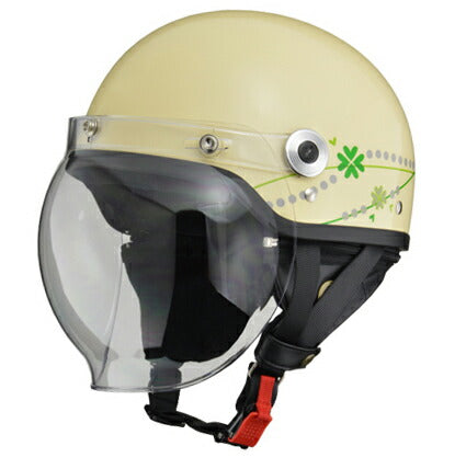 CROSS CR-760 クラブアイボリー ハーフヘルメット 開閉式バブルシールド装備 脱着式イヤーカバー ワンタッチバックル装備