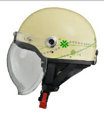 CROSS CR-760 クラブアイボリー ハーフヘルメット 開閉式バブルシールド装備 脱着式イヤーカバー ワンタッチバックル装備