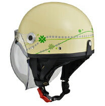 CROSS CR-760 クラブアイボリー ハーフヘルメット 開閉式バブルシールド装備 脱着式イヤーカバー ワンタッチバックル装備