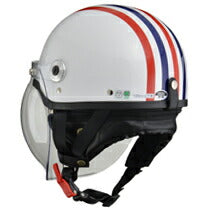 CROSS CR-760 ホワイト/レッド/ブルー ハーフヘルメット ハーフヘルメット 開閉式バブルシールド装備 脱着式イヤーカバー ワンタッチバックル装備