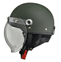 CROSS CR-760 マットグリーン ハーフヘルメット ハーフヘルメット 開閉式バブルシールド装備 脱着式イヤーカバー ワンタッチバックル装備