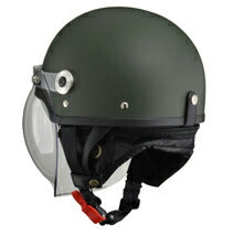 CROSS CR-760 マットグリーン ハーフヘルメット ハーフヘルメット 開閉式バブルシールド装備 脱着式イヤーカバー ワンタッチバックル装備