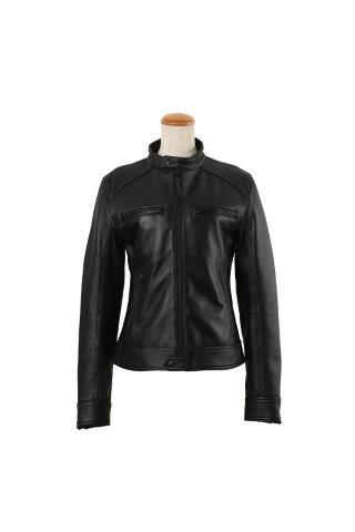 ロッソスタイルラボ バイク用ジャケット レディース シングルライダース レザージャケット ブラック L ROL-12 レディース 羊革 肩・肘プロテクター標準装備