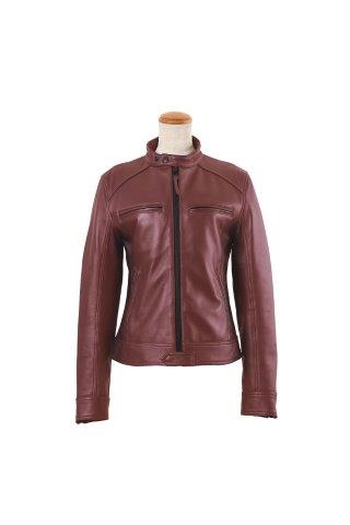 ロッソスタイルラボ バイク用ジャケット レディース シングルライダース レザージャケット ボルドー L ROL-12 レディース 羊革 肩・肘プロテクター標準装備