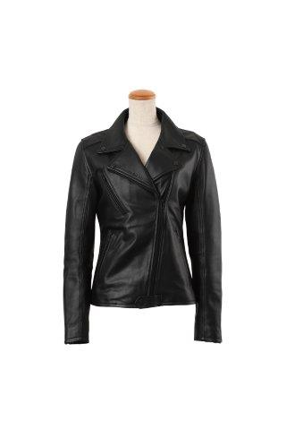 ロッソスタイルラボ バイク用ジャケット レディース ダブルライダース レザージャケット ブラック L ROL-13 レディース 羊革 肩・肘プロテクター標準装備