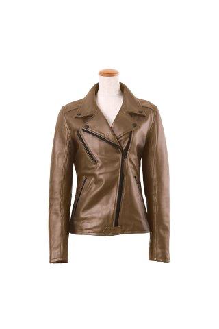 ロッソスタイルラボ バイク用ジャケット レディース ダブルライダース レザージャケット ブラウン LL ROL-13 レディース 羊革 肩・肘プロテクター標準装備