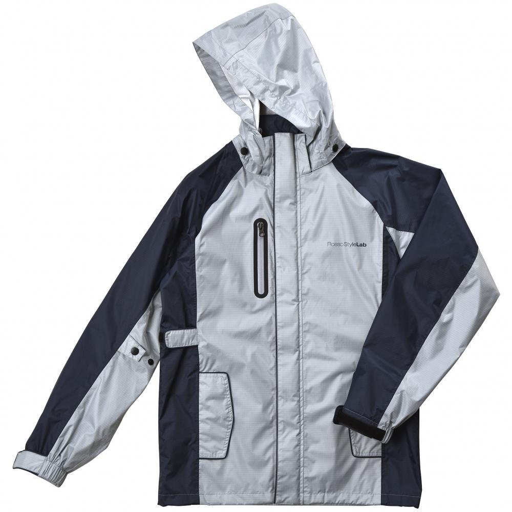 バイク用レインスーツ レディースレインスーツ グレー/ネイビー S ROR-308 ロッソスタイルラボ