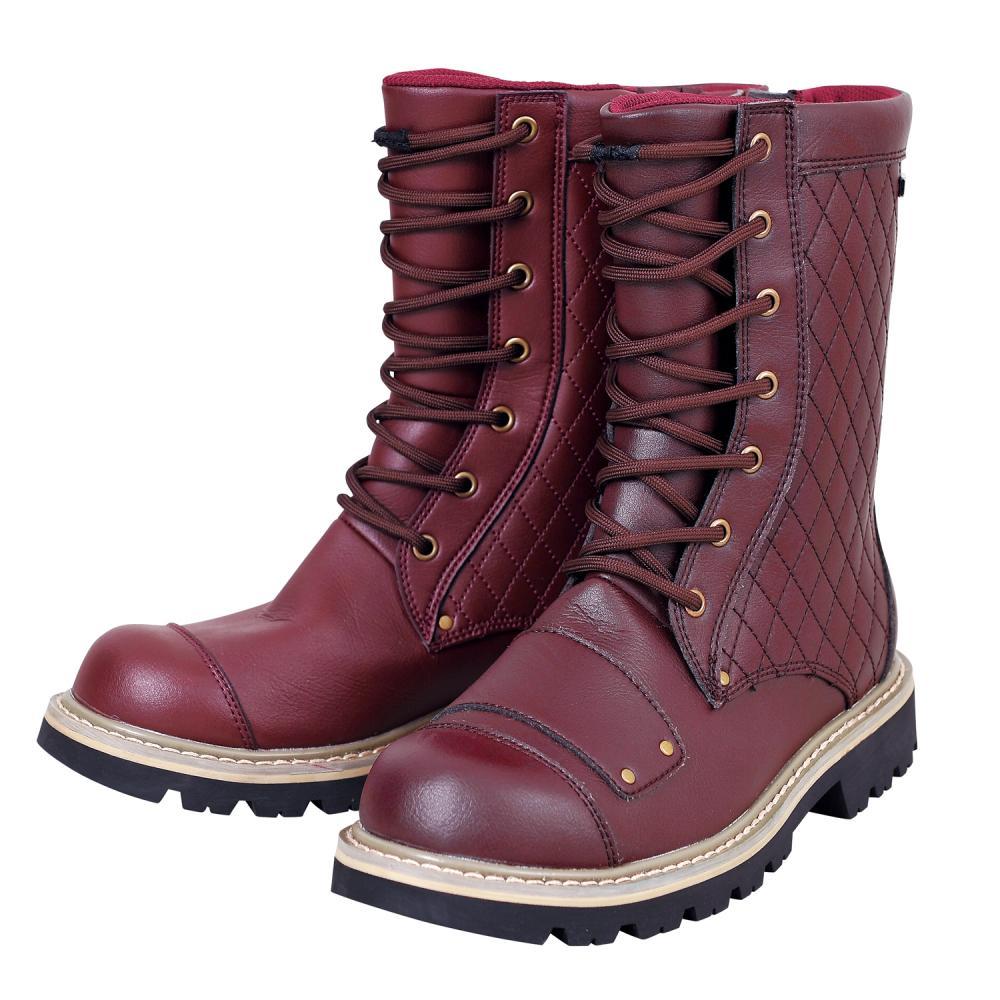 バイク用ブーツ(レディース) 防水ライディングステッチブーツ レッドブラウン 22.5 ROB-205 ロッソスタイルラボ