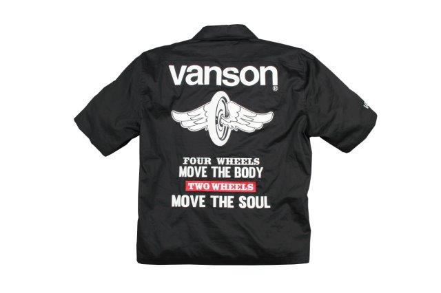 バンソン ワークシャツ メンズ/通気性/速乾性 ブラック/ホワイト XLサイズ VS20108S