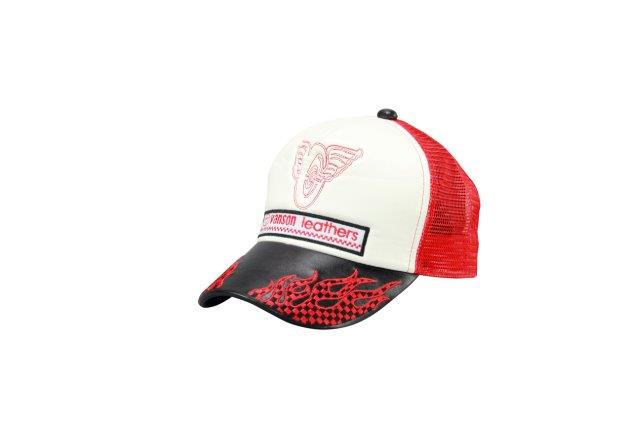 バンソン メッシュキャップ ユニセックス/通気性/フェイクレザー ブラック/レッド Fサイズ VS20702S