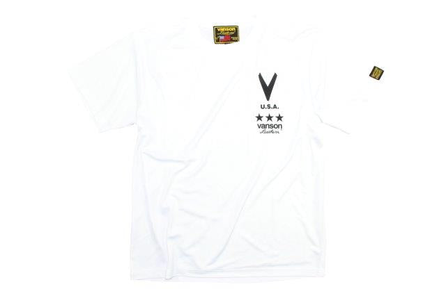 バンソン コットンTシャツ メンズ/速乾性/綿 ホワイト/ブラック Sサイズ VSC20802S