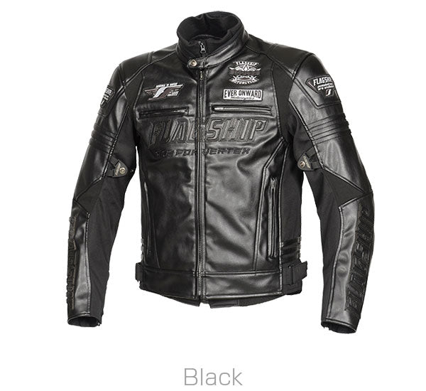 取寄 フラッグシップ イグナイトPUレザージャケット ブラック&ブラック 4Lサイズ FJ-W193