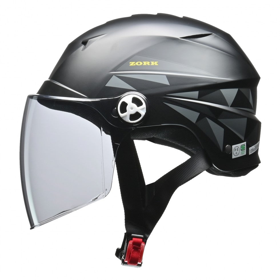 ハーフヘルメットZORK マットブラック 大きめFREE リード