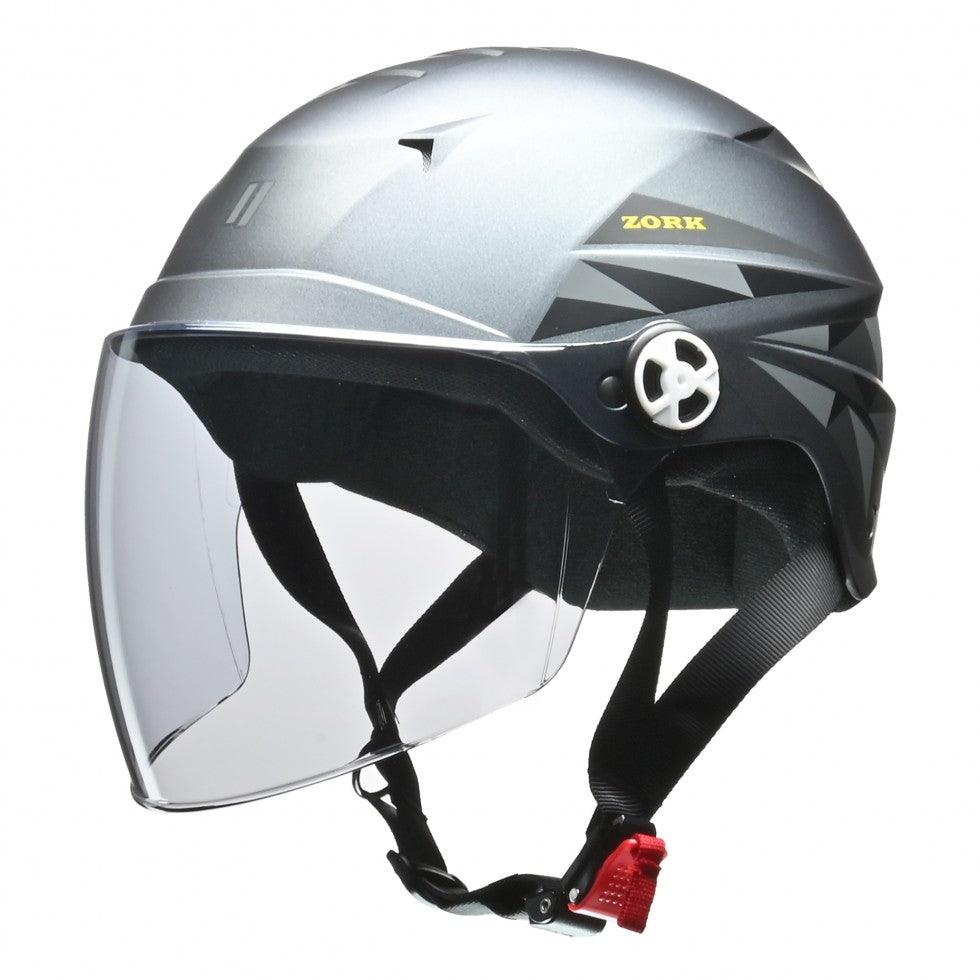 ハーフヘルメットZORK マットスモーキーシルバー 大きめFREE リード
