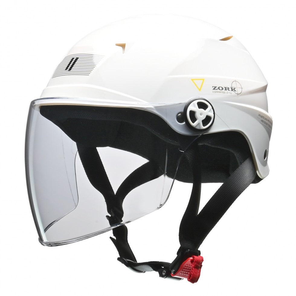 ハーフヘルメットZORK ホワイト 大きめFREE リード