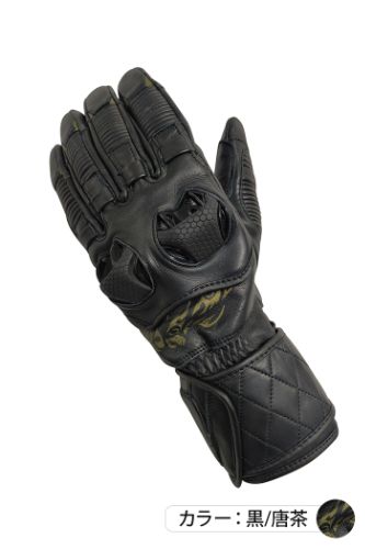 弐黒堂 ハードライドレザーグローブ 革 黒/唐茶 Mサイズ WBGN-225