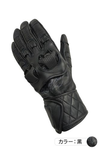 弐黒堂 ハードライドレザーグローブ バイク/メンズ/革 黒 LLサイズ WBGN-225