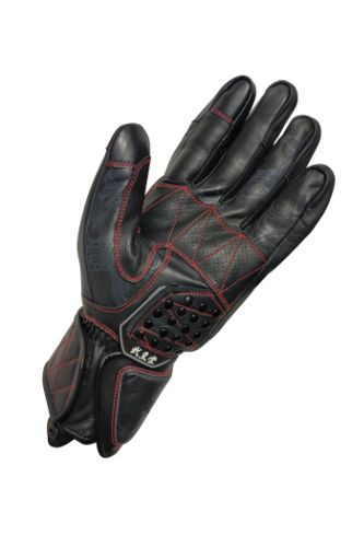 弐黒堂 ハードライドレザーグローブ バイク/メンズ/革 黒/紅 LLサイズ WBGN-225