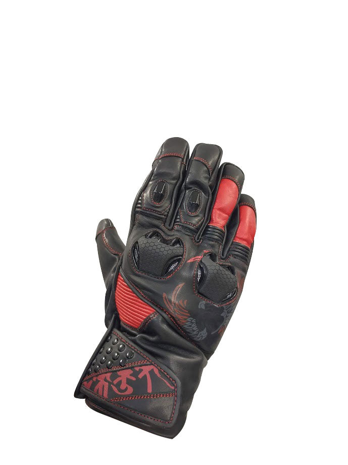 弐黒堂 ハードライドウィンターレザーグローブ 黒/紅 Lサイズ WBGN-227