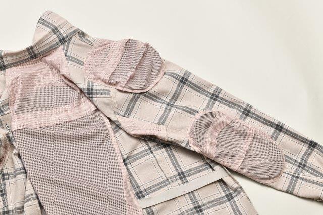 ロッソスタイルラボ プロテクションシャツ レディース グレージュチェック L+サイズ ROJ-110