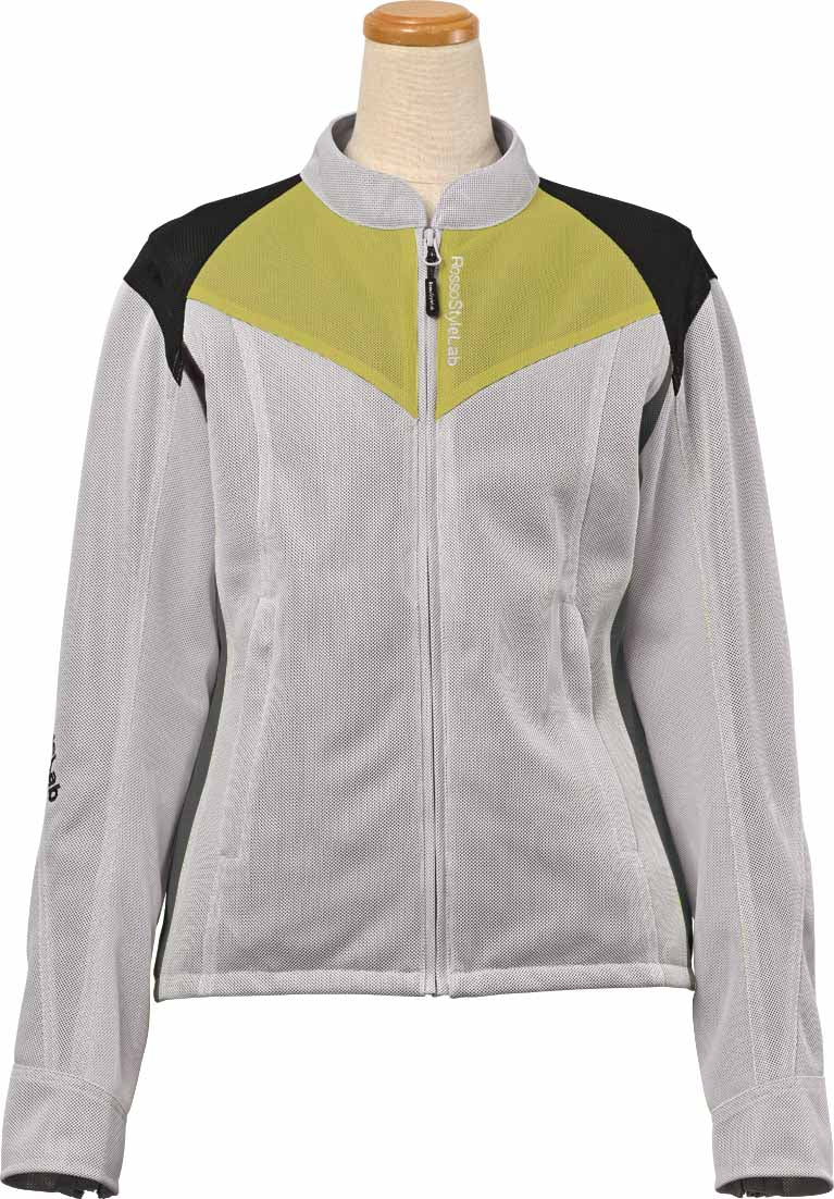 ロッソスタイルラボ?ライダースメッシュジャケット ライトグレー/イエロー M+サイズ ROJ-114