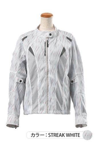 ロッソスタイルラボ ライダースメッシュコンビジャケット バイク/レディース/春夏 ストリークホワイト Lサイズ ROJ-95