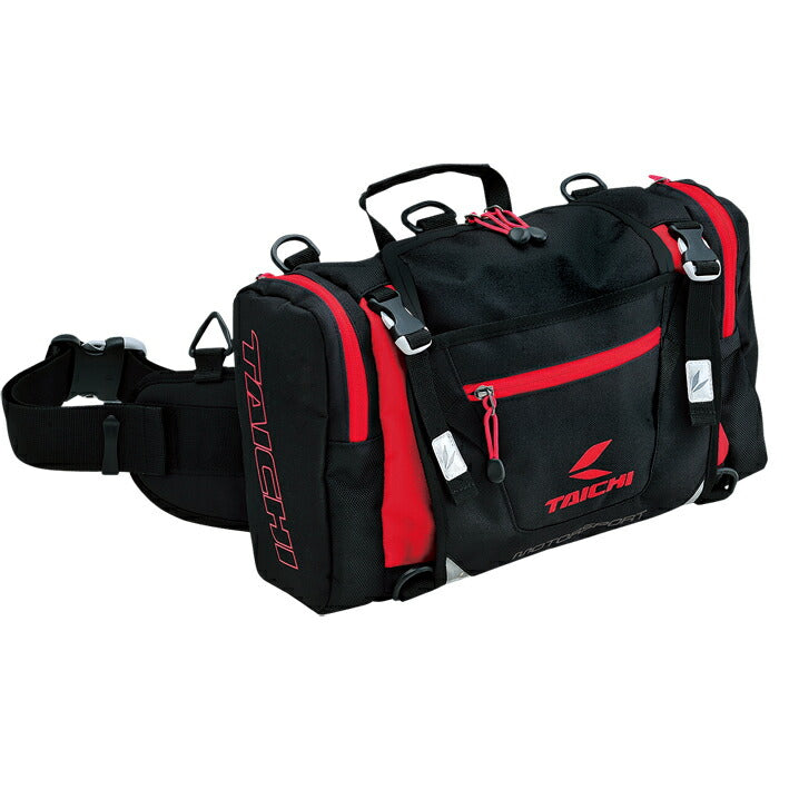 RSB268 ブラック/レッド ヒップバッグ(L)RSタイチ レインカバー付属 10L