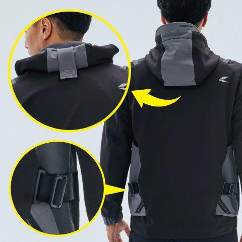 オーバーラップメッシュ パーカ ブラック/ブラック XLサイズ RSJ347 アールエスタイチ