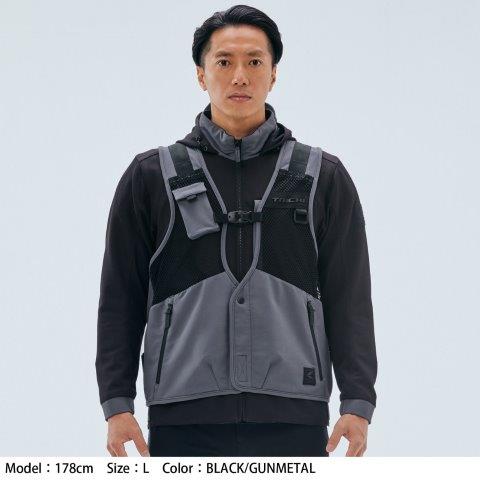 オーバーラップメッシュ パーカ ブラック/ブラック XLサイズ RSJ347 アールエスタイチ