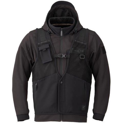 オーバーラップメッシュ パーカ ブラック/ブラック XLサイズ RSJ347 アールエスタイチ